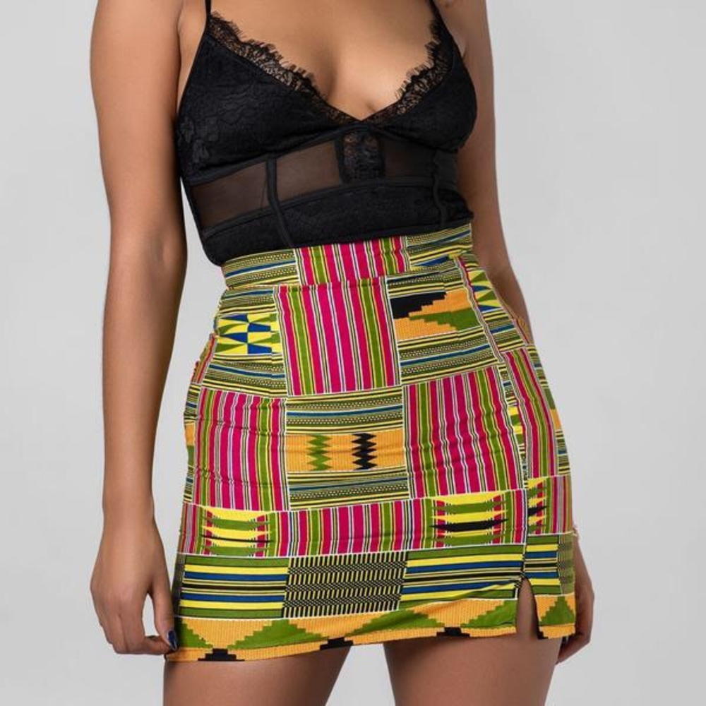 Grass Fields African Print Mini Skirt